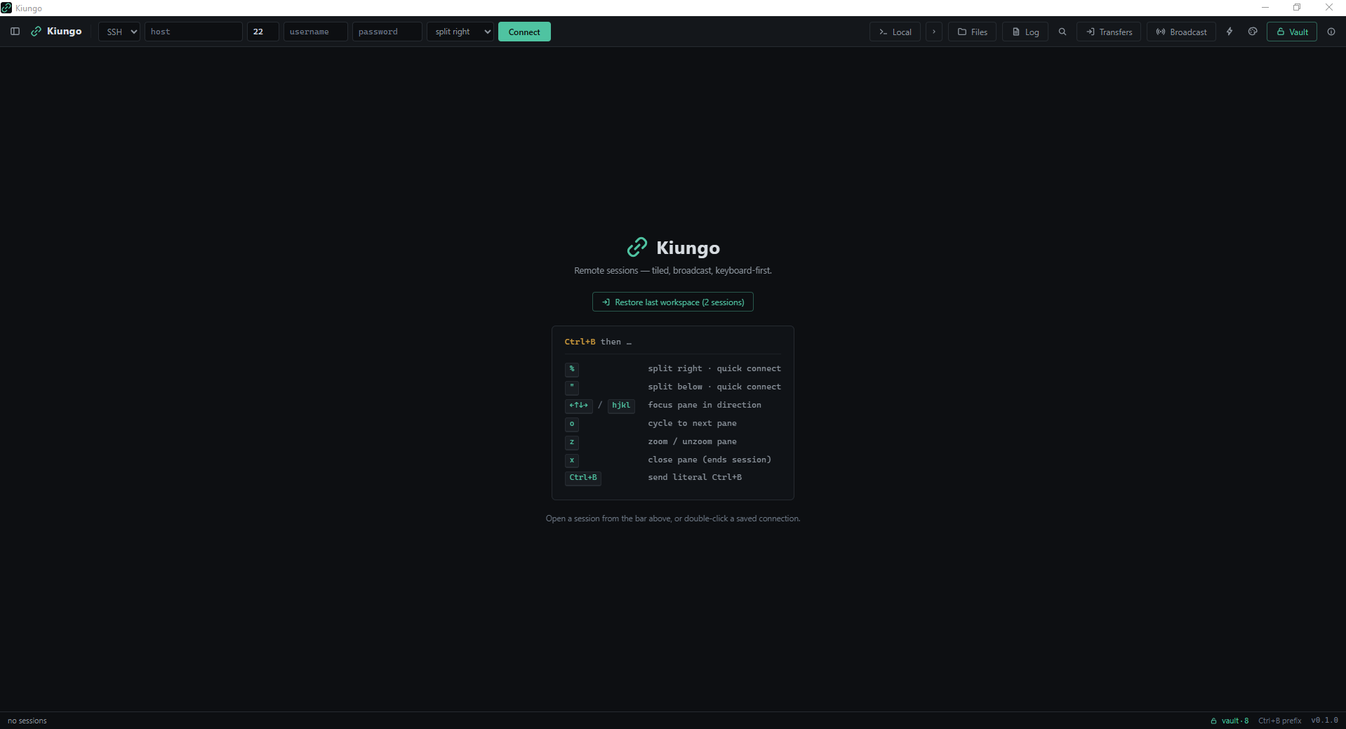 Screenshot of Kiungo - Remote Workspace