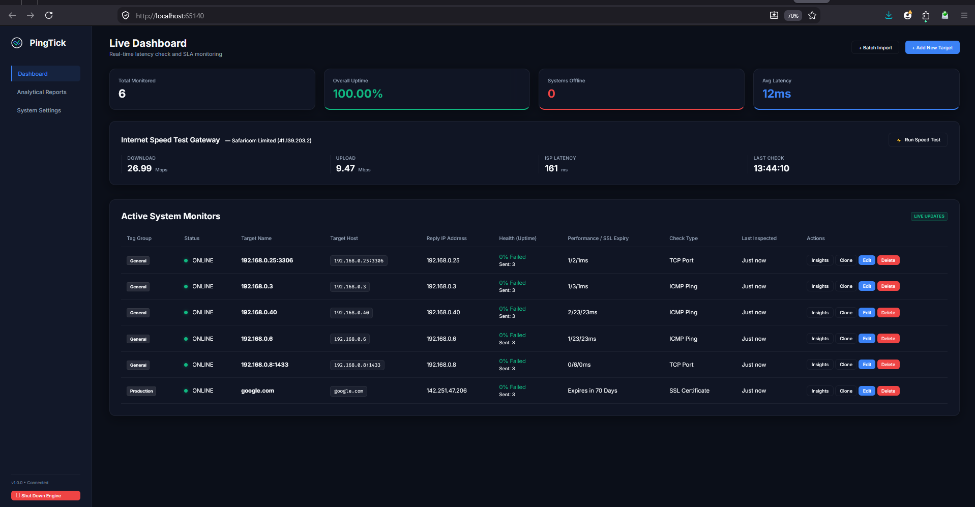 Screenshot of PingTick