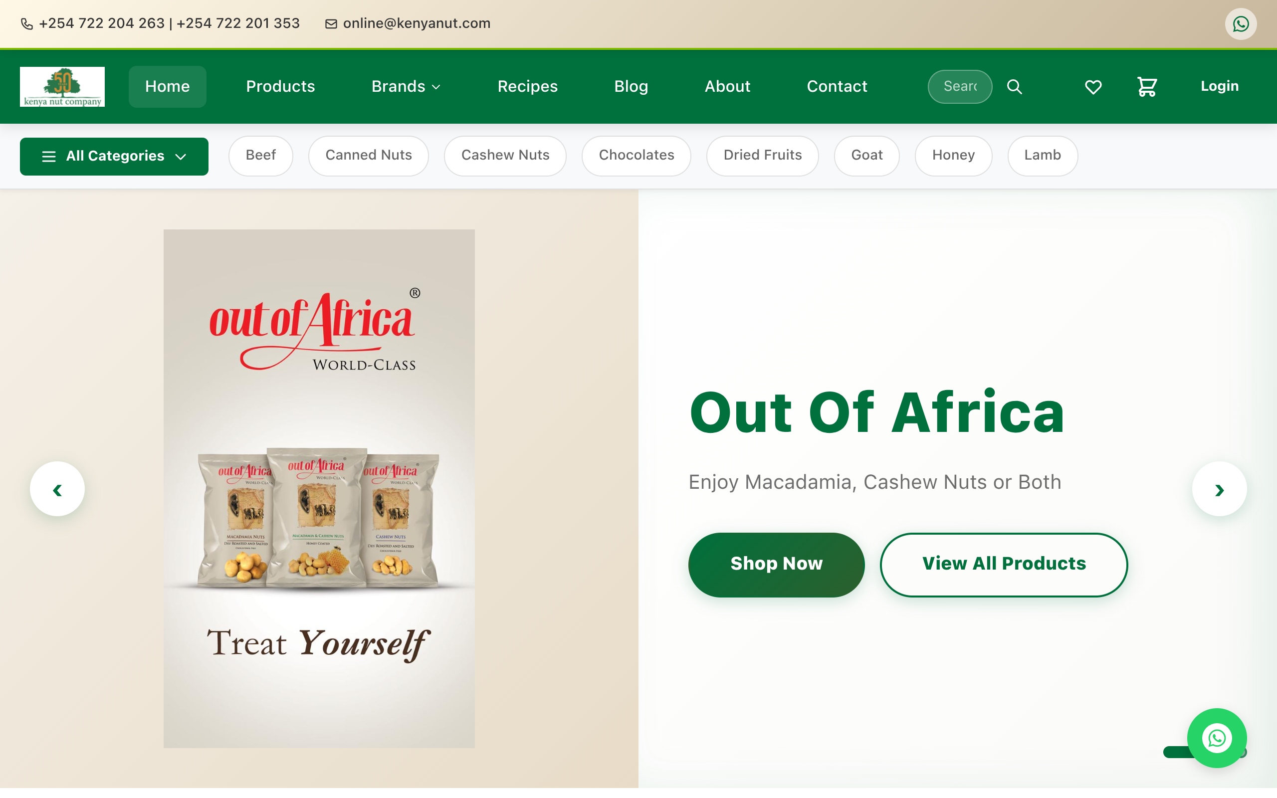 Screenshot of the Kenyanut Store website