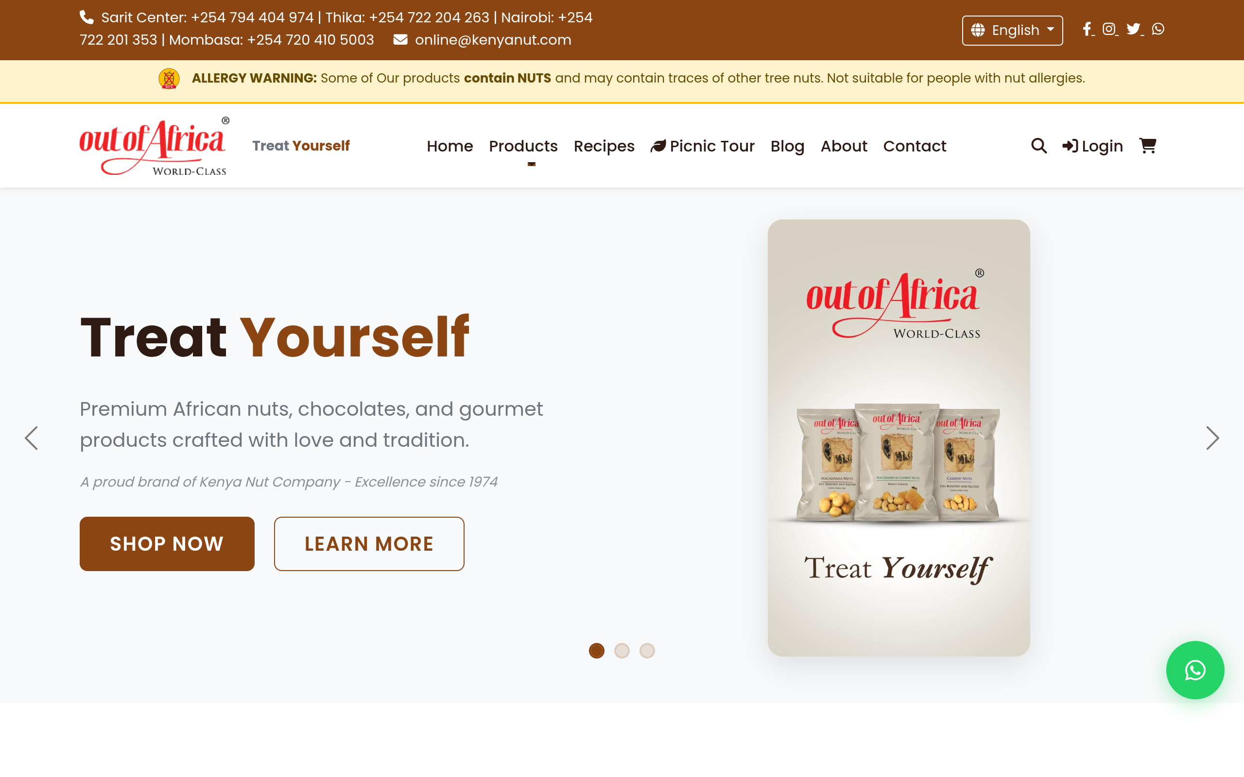 Screenshot of the Out Of Africa website