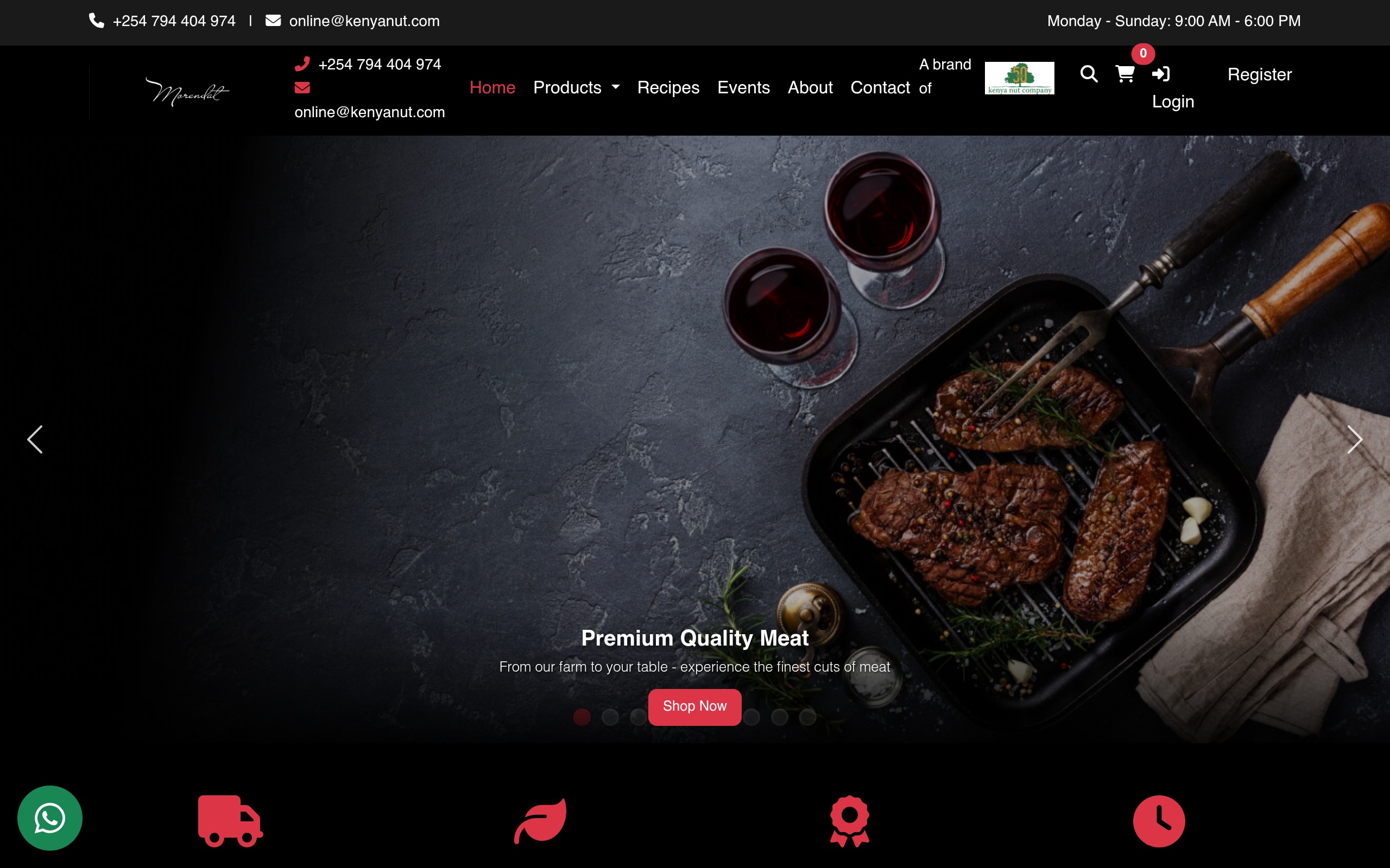Screenshot of the Morendat Farm website